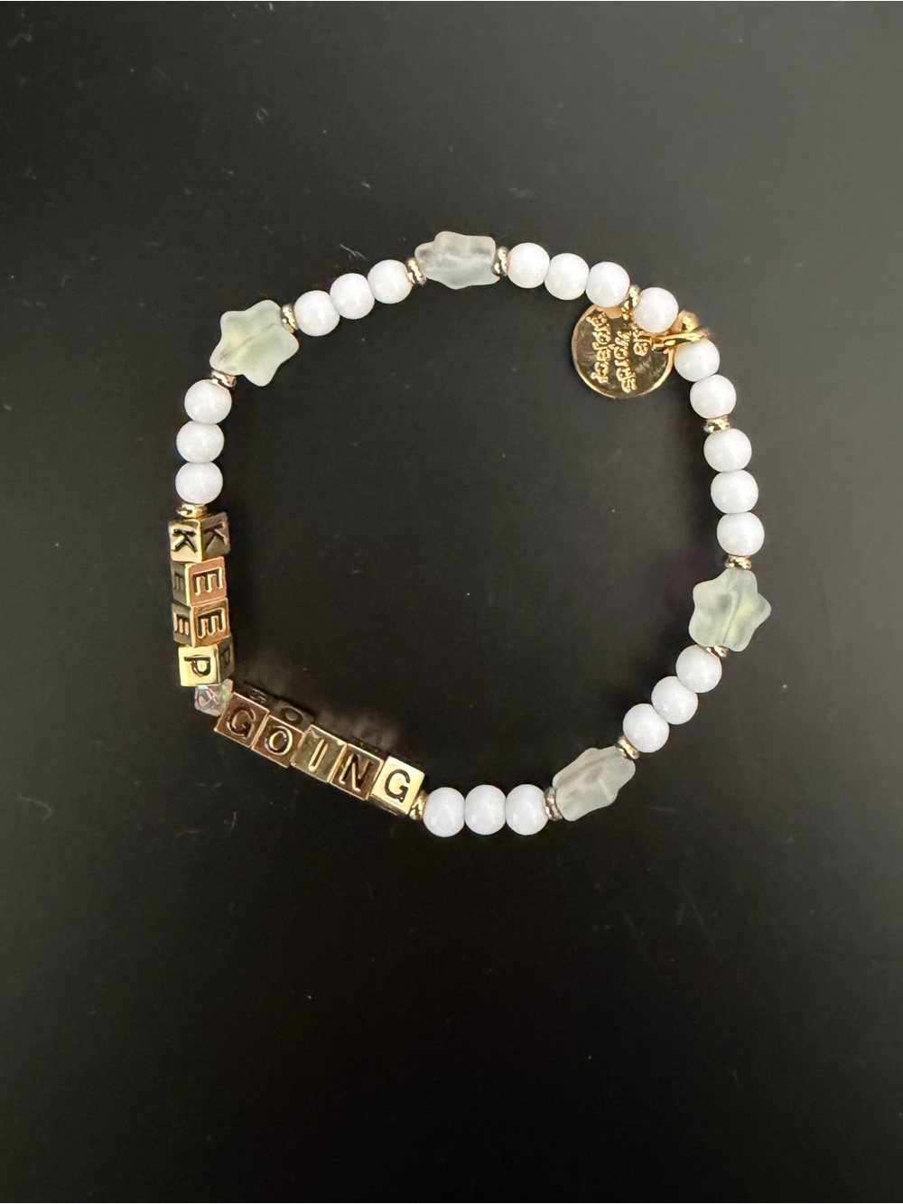 LWP Gold & White 'Keep Going' Bead Bracelet